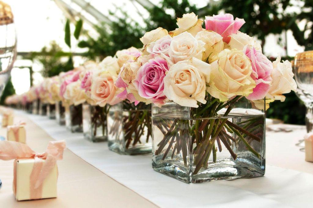 Centerpiece 101 - Pink, Cream and Ivory Roses . . . more