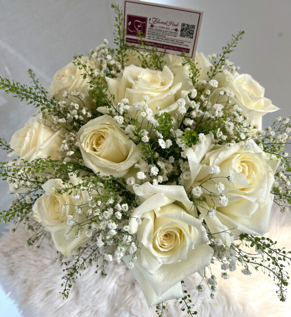 Purity Bouquet -  Bouquet of white roses with Million Stars - Image 5