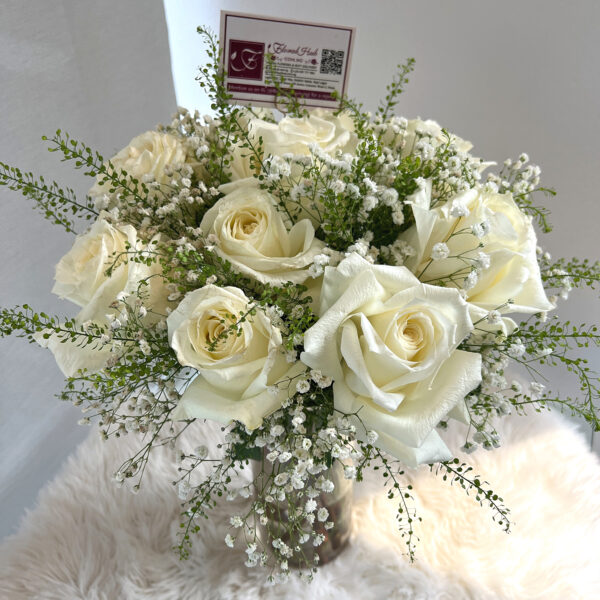 Purity Bouquet -  Bouquet of white roses with Million Stars - Image 8