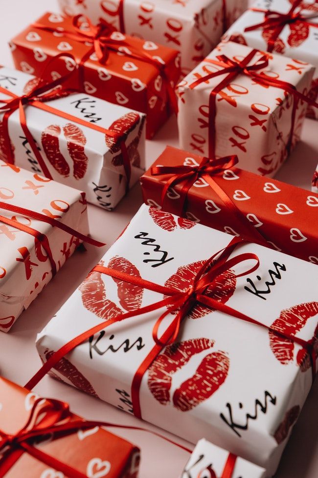 wrapped gifts for valentine
